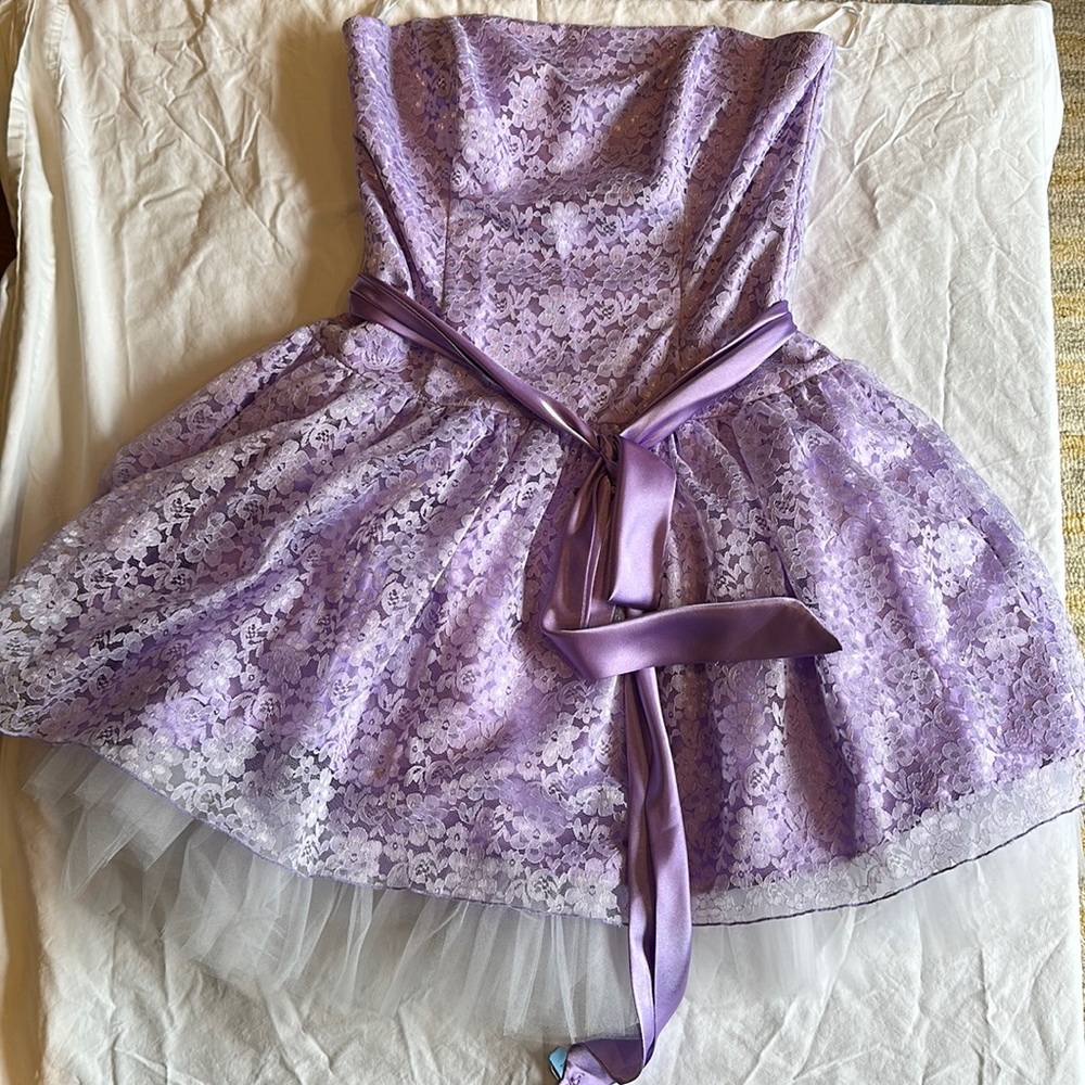 Jessica McClintock Purple Lace Dress